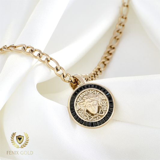 Dije Medalla Guardiana Gemas Negras