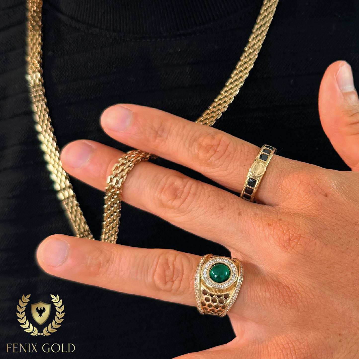 Anillo Olimpus Gemas Negras